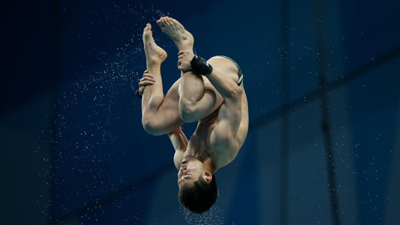 游泳世锦赛——男子10米台日本选手玉井陆斗获得银牌