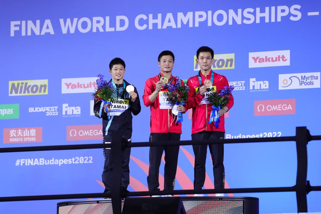 游泳世锦赛——男子10米台中国选手杨健、杨昊分获冠军、季军