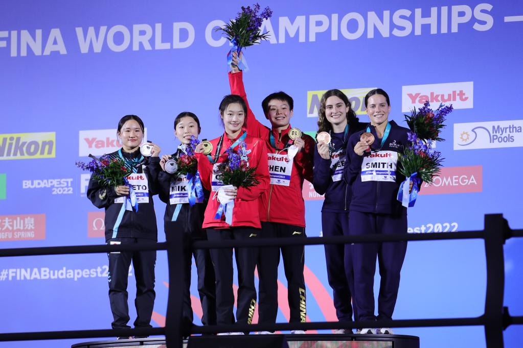 游泳世锦赛——女子双人3米板中国组合陈艺文/昌雅妮获得冠军
