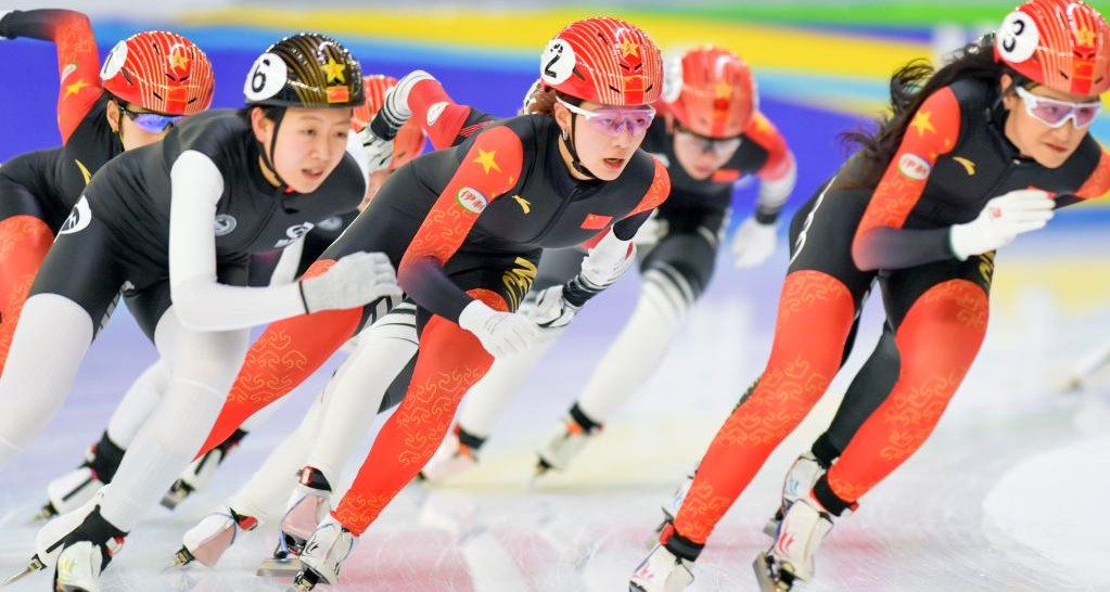 速度滑冰——全国冠军赛：女子集体出发赛况 