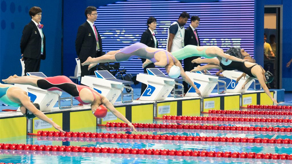 游泳——女子50米自由泳S8級：姜勝男奪冠