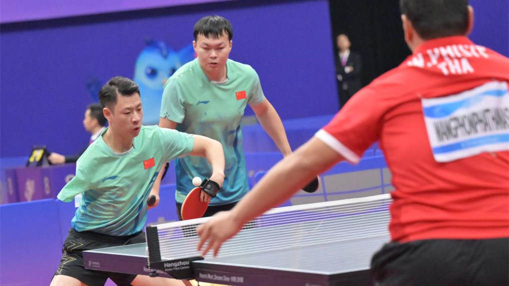 乒乓球——男雙14級：廖克力/閆碩獲得亞軍
