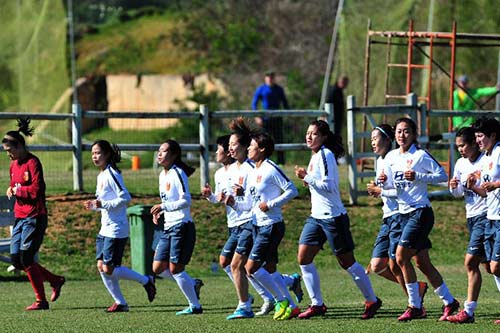 中國女足訓練備戰阿爾加夫杯